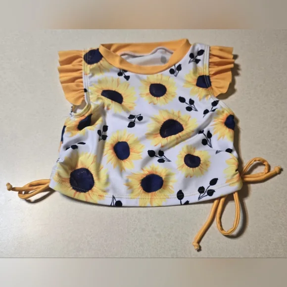 Toddler Girls 24M Swimsuit Cute 2 Piece Tankini Bathing Suit Ruffle Beach Bikini - Picture 3 of 13